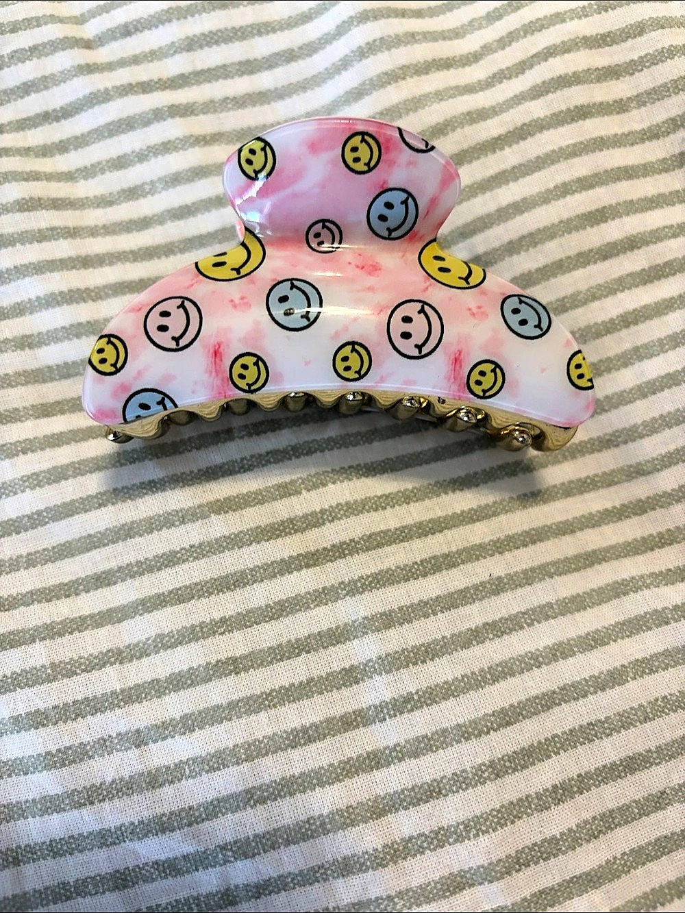 Top Trenz Large Pink Happy Face Claw Clip